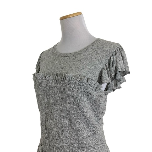 Rebecca Taylor Smocked Ruffle Flax Rayon Jersey Top Stretch Jersey Size Large - Picture 4 of 16